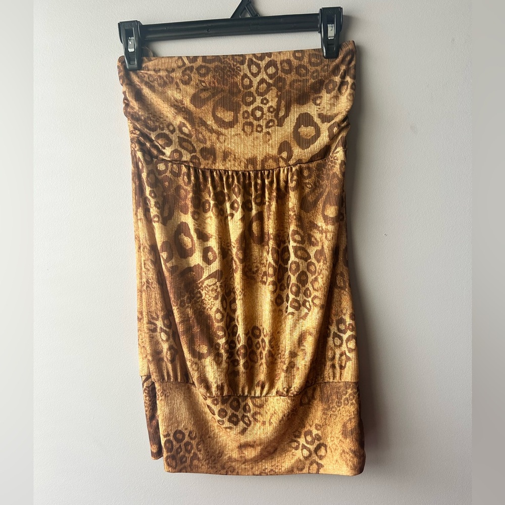 Y2K Leopard Print Mentha & Chocolate Strapless/ Tube Top